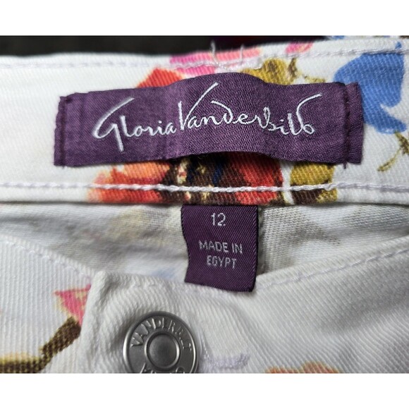 Gloria Vanderbilt Amanda Capri Jeans Women’s 12 White Multi-Color Floral - Picture 5 of 9